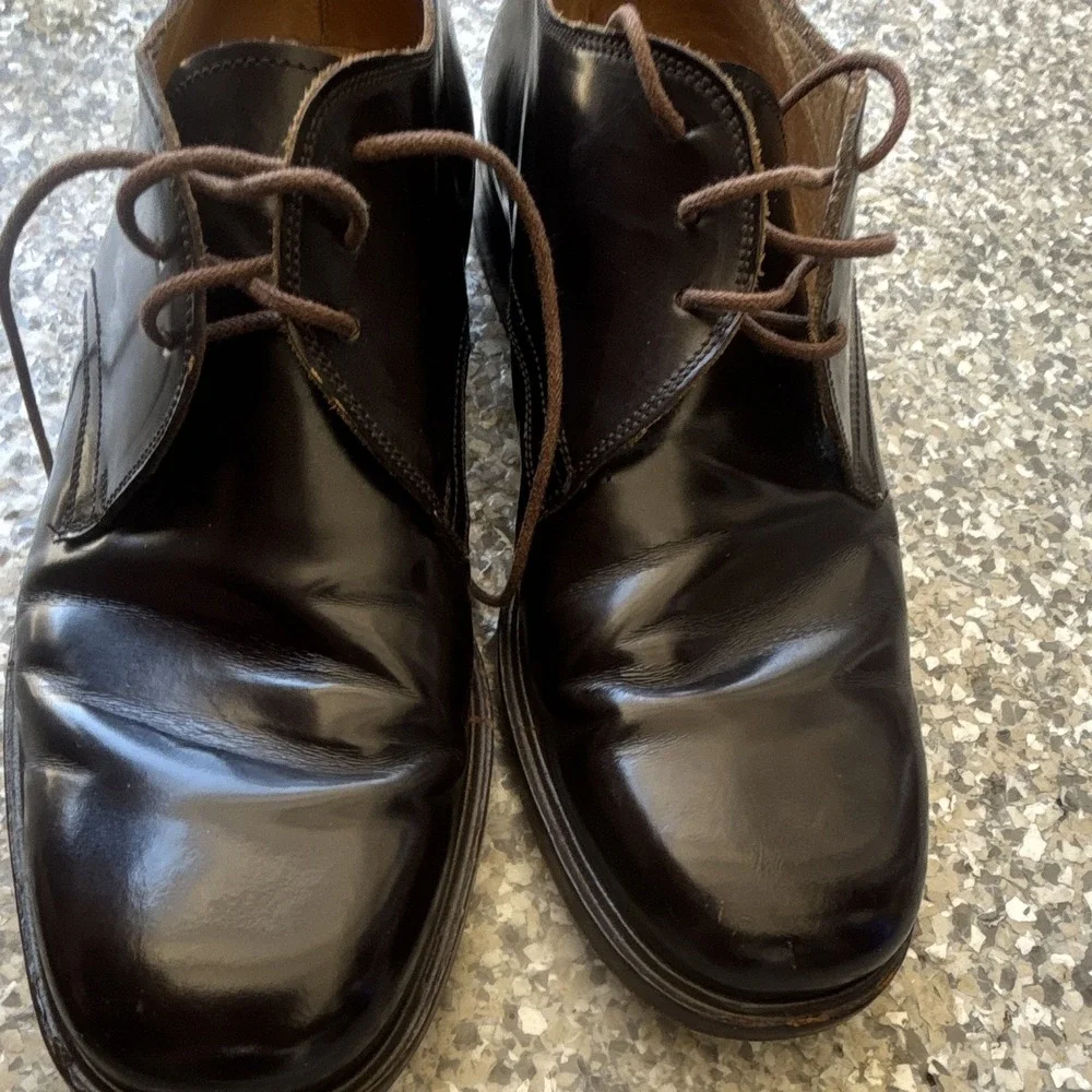 Vintage Giorgio Armani 815 Mens Size 8 Brown Leather Derby Oxfords Italy
